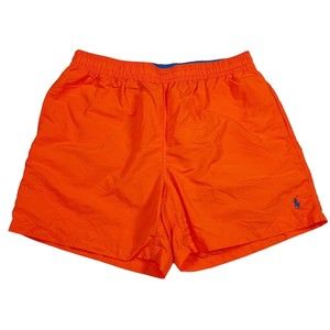 Polo Ralph Lauren Lined Swim Trunks Men XL Orange w Blue Pony Drawstring EUC!!